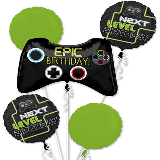 Epic Level Up Birthday Foil Balloon Bouquet, 5pc*