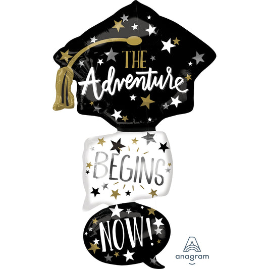 Grad Cap Mutli-Balloon Adventure Begins 61" *