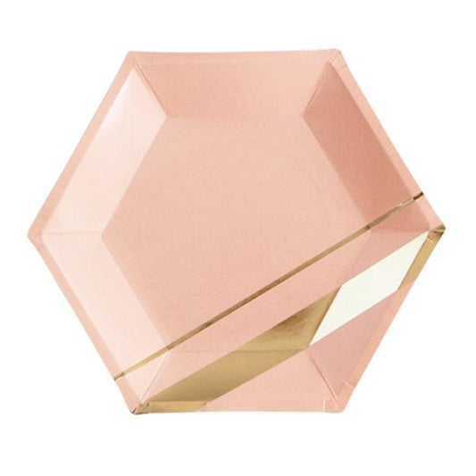 Goddess - Peach Blush Striped Large Paper Plates