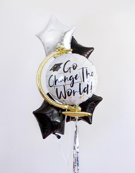 Go Change the World Globe Graduation Balloon Bouquet, 23in