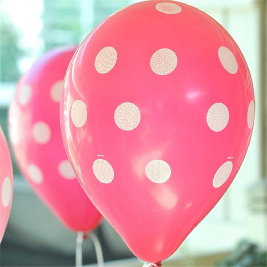Pink & White Polka Dot Latex 11''