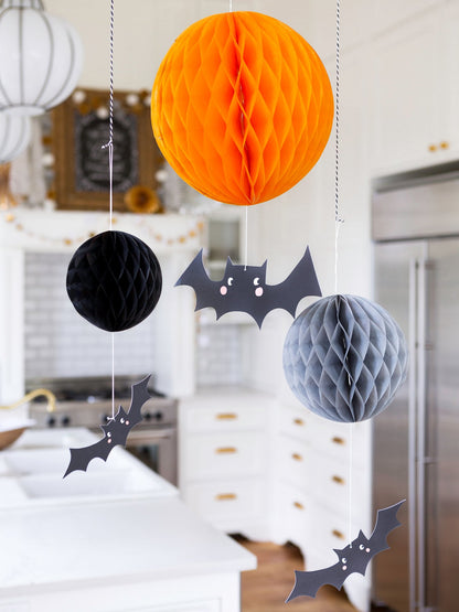 Halloween Honeycomb and Bat Decor