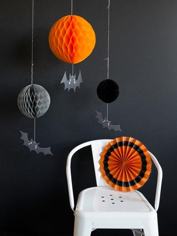 Halloween Honeycomb and Bat Decor