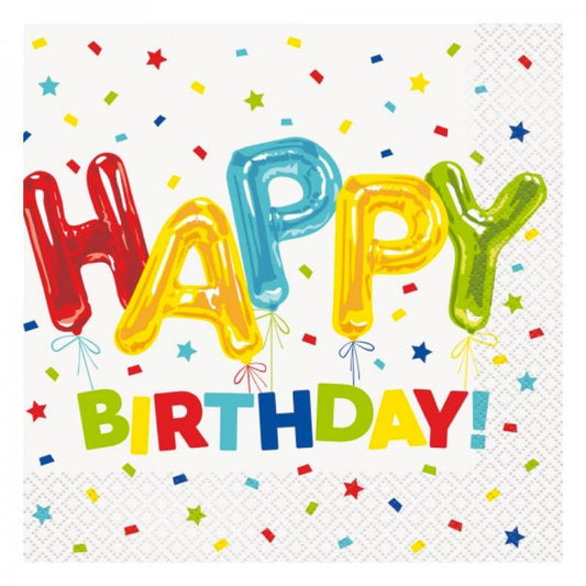 Happy Birthday Balloon Napkins (16 Pack)