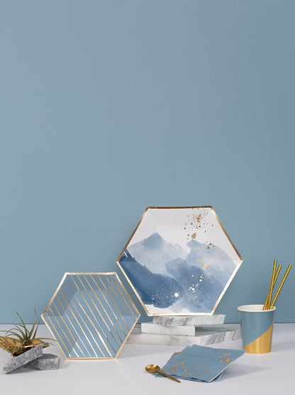 Malibu - Blue Striped Small Paper Plates