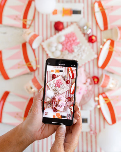 Nutcracker Drum Plates, Set of (8) 9" Christmas Nutcracker Drum Plates with Gold Foil Details*