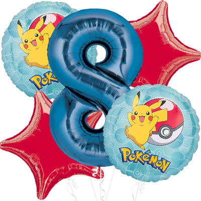 Pokemon Birthday Balloon Bouquet 5pc