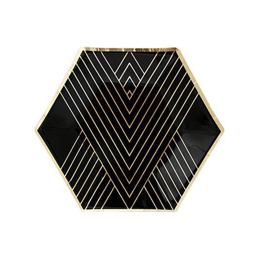 Black Striped Small Paper Plates