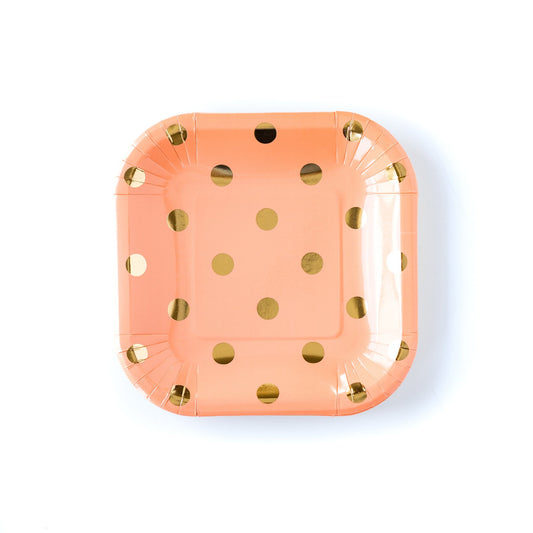 CORAL POLKA DOT PLATES