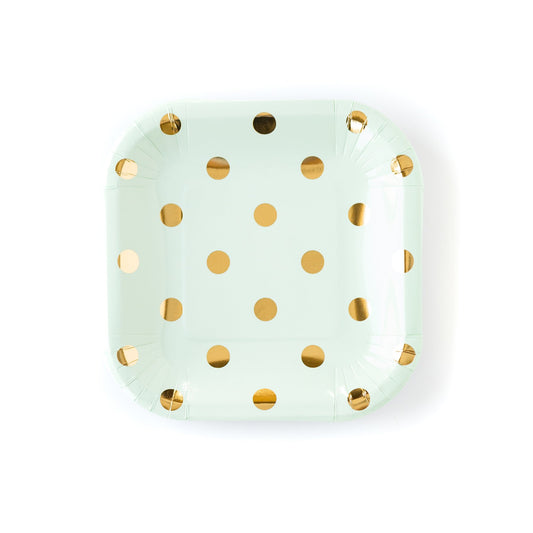 MINT POLKA DOT PLATES