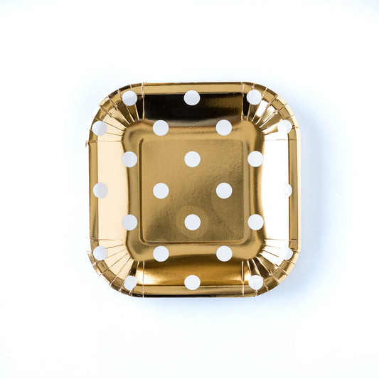 GOLD POLKA DOT 7" PLATES