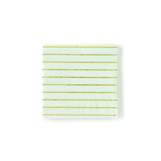 Mint Striped Cocktail Napkins