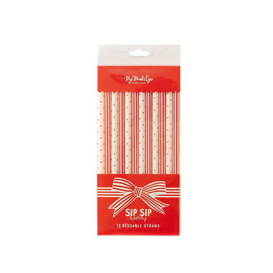 Red Bow Reusable Straws