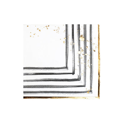 Black and White Brush Strokes Cocktail Paper Napkins