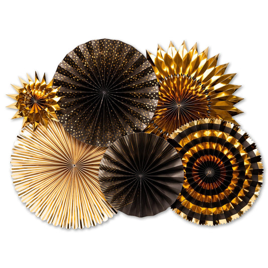 Happy New Year 2022 Black and Gold Foil Fans, Backdrop Ideas, NYE 2022 IDEAS