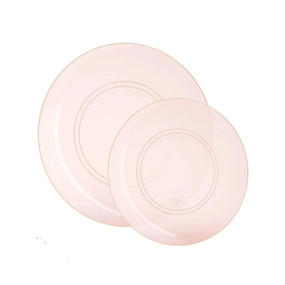 Round Semi Transparent Rose • Gold Plastic Plates | 10 Pack