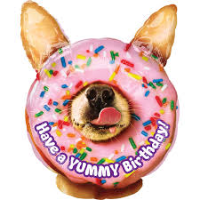 Dog & Doughnut Yummy Birthday 33'' Shape Foil Balloon