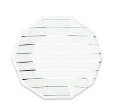 frenchie stripes large silver plates