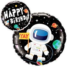 Space Birthday Astronaut Round Qualatex Foil Helium Balloon 18 Inch