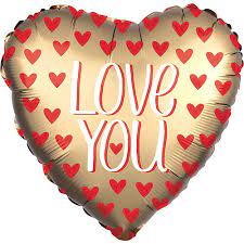 Gold Love You Satin Heart Balloon