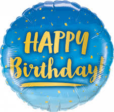 Birthday Gold and Blue 18'' Balloon