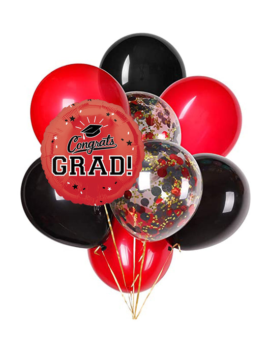 Red & Black W/ confetti Grad Bouquet