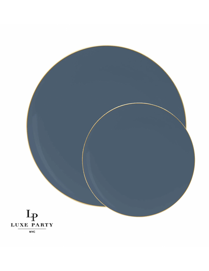 Round Slate • Gold Plastic Plates | 10 Pack