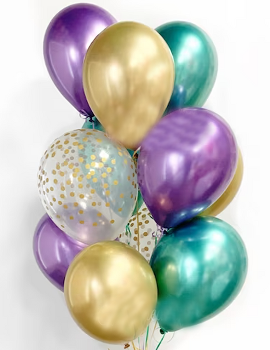 MARDI GRAS Theme Chrome 12pc Bouquet
