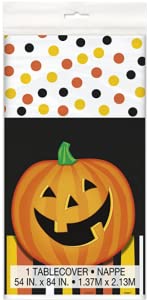 Smiling Pumpkin Rectangular Plastic Table Cover 54"x84"