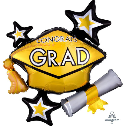 (Multiple Color Options) Gold Star Graduation Cap Graduation Balloon, 31in*