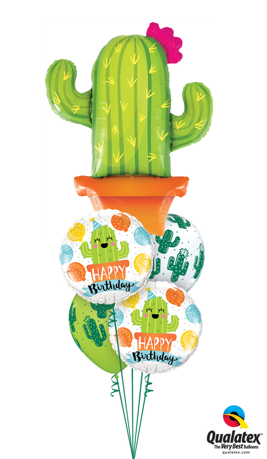 Western Cactus Balloon Flower Bouquet 5pc