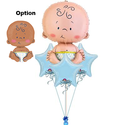 Big head baby boy bouquet 4pc.