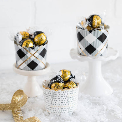 Golden Plaid Christmas Food Cups