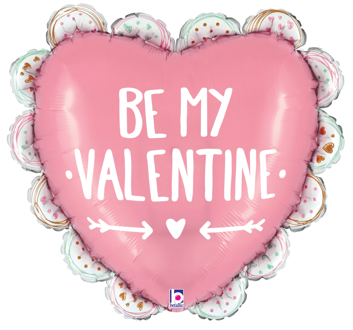 Be My Valentine Doodle Ruffle Heart 29″ Balloon