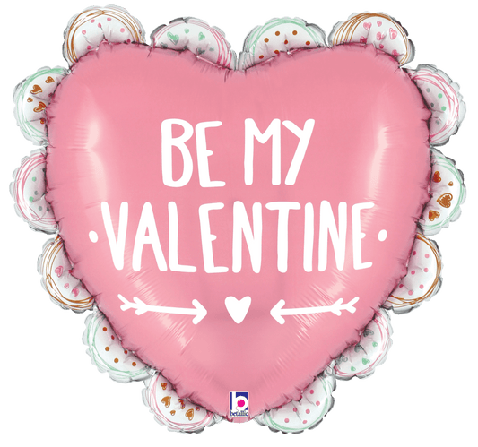 Be My Valentine Doodle Ruffle Heart 29″ Balloon