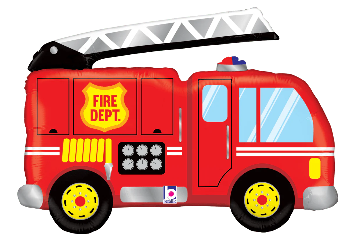 Fire Truck Red Shape Foil Balloon, 40"