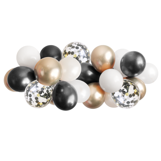 DIY Balloon Garland Kit- Black, White, and Gold - 5ft