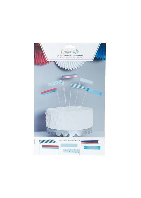 Assorted Stars & Stripes Paper Cake Toppers: 9.5" tall