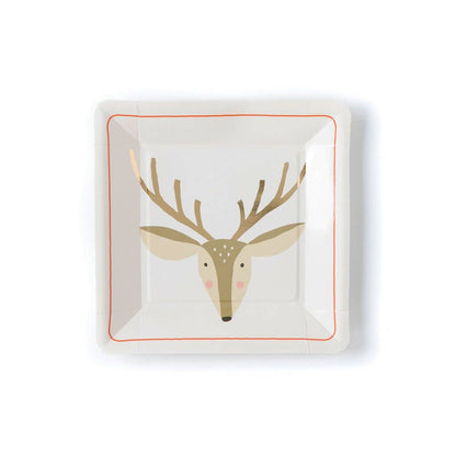 Holiday 12" Deer Plate with Gold Foil Accents, 12 Count*