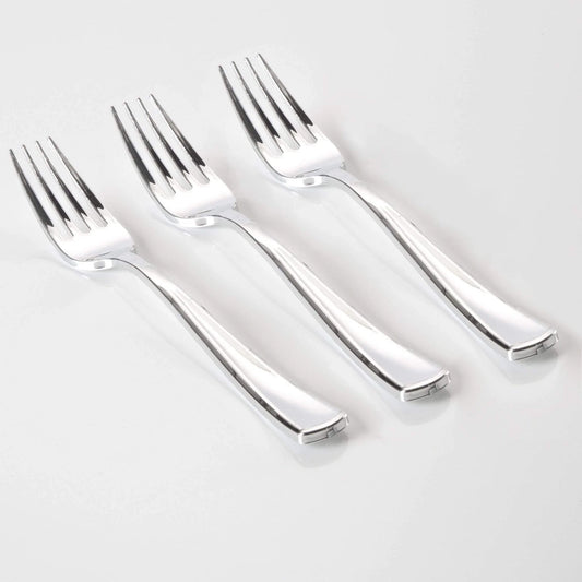 Classic Design Silver Plastic Forks | 20 Forks