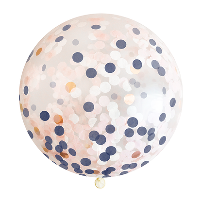 Navy & Blush Confetti Balloon