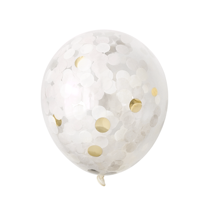 White & Gold Confetti Balloon