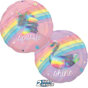 Magical Rainbow Unicorn Holographic Balloon, 18 inch