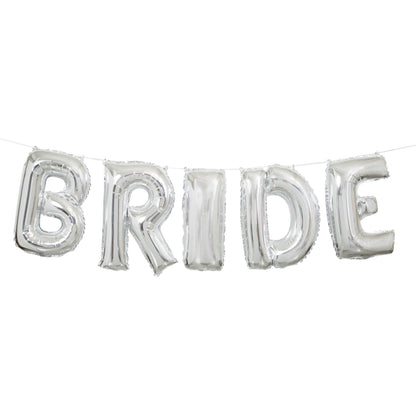 Foil Silver Bride Letter Balloon Banner Kit