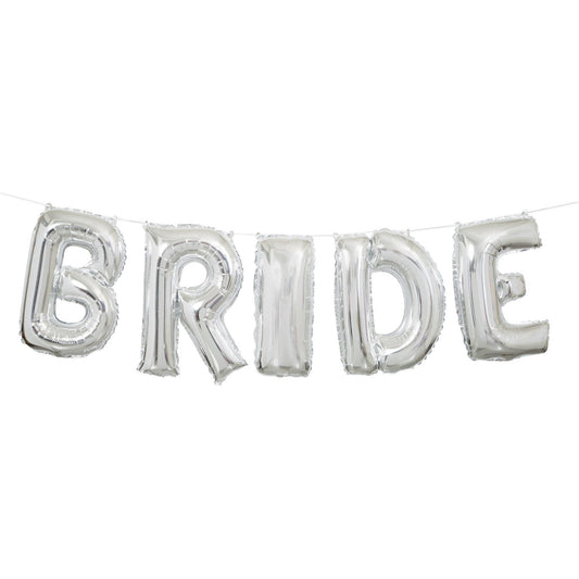 Foil Silver Bride Letter Balloon Banner Kit