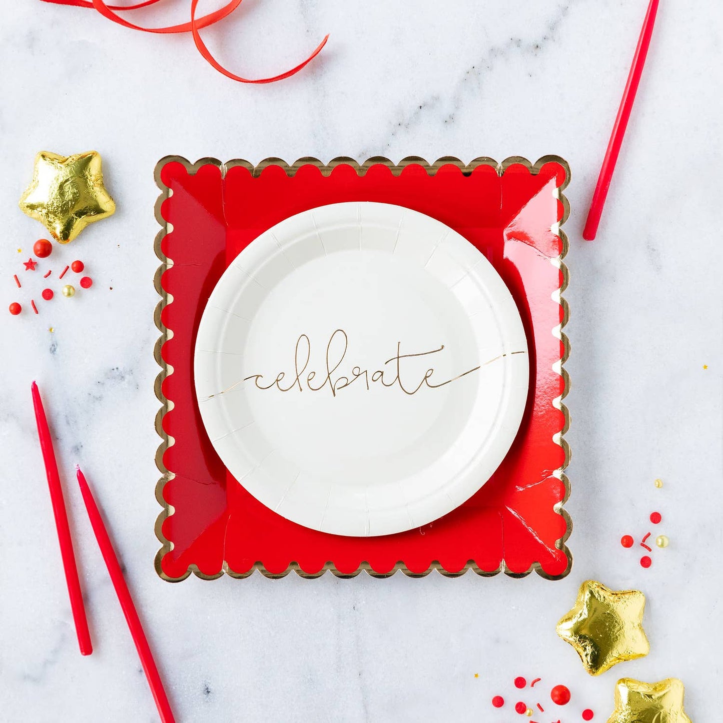 Basic Red Scallop 9" Plates