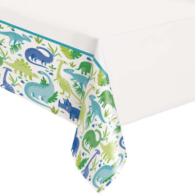 Blue & Green Dinosaur Plastic Table Cover 54"x84"