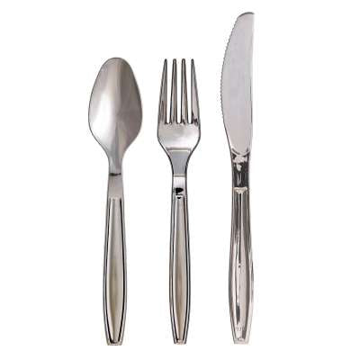 Silver Assorted Plastic Cutlery Box 24pc