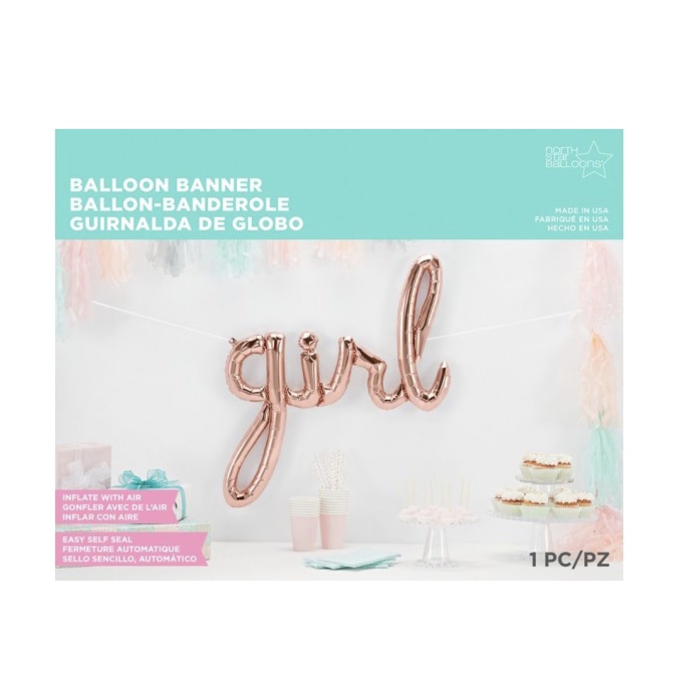 ROSE GOLD FOIL "GIRL" SCRIPT BALLOON
