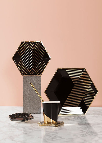 Noir - Black Colorblock Paper Cups